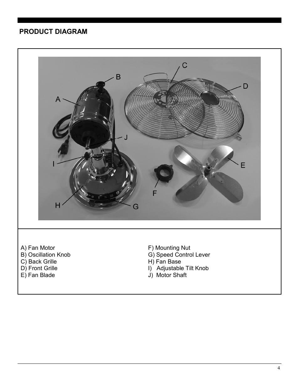 Product diagram | Soleus Air FT1-25-01 User Manual | Page 4 / 8