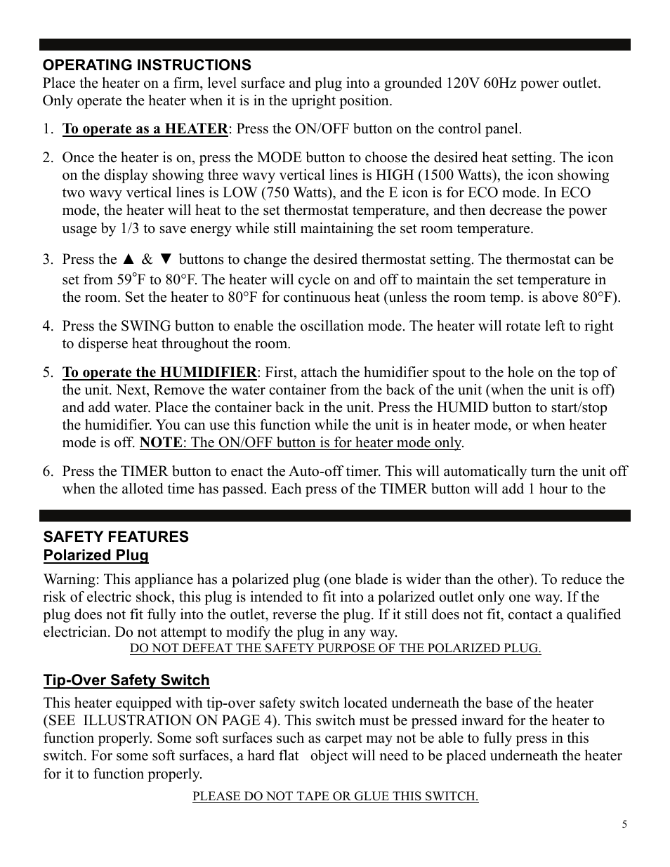 Soleus Air HC4-15-20 User Manual | Page 5 / 7
