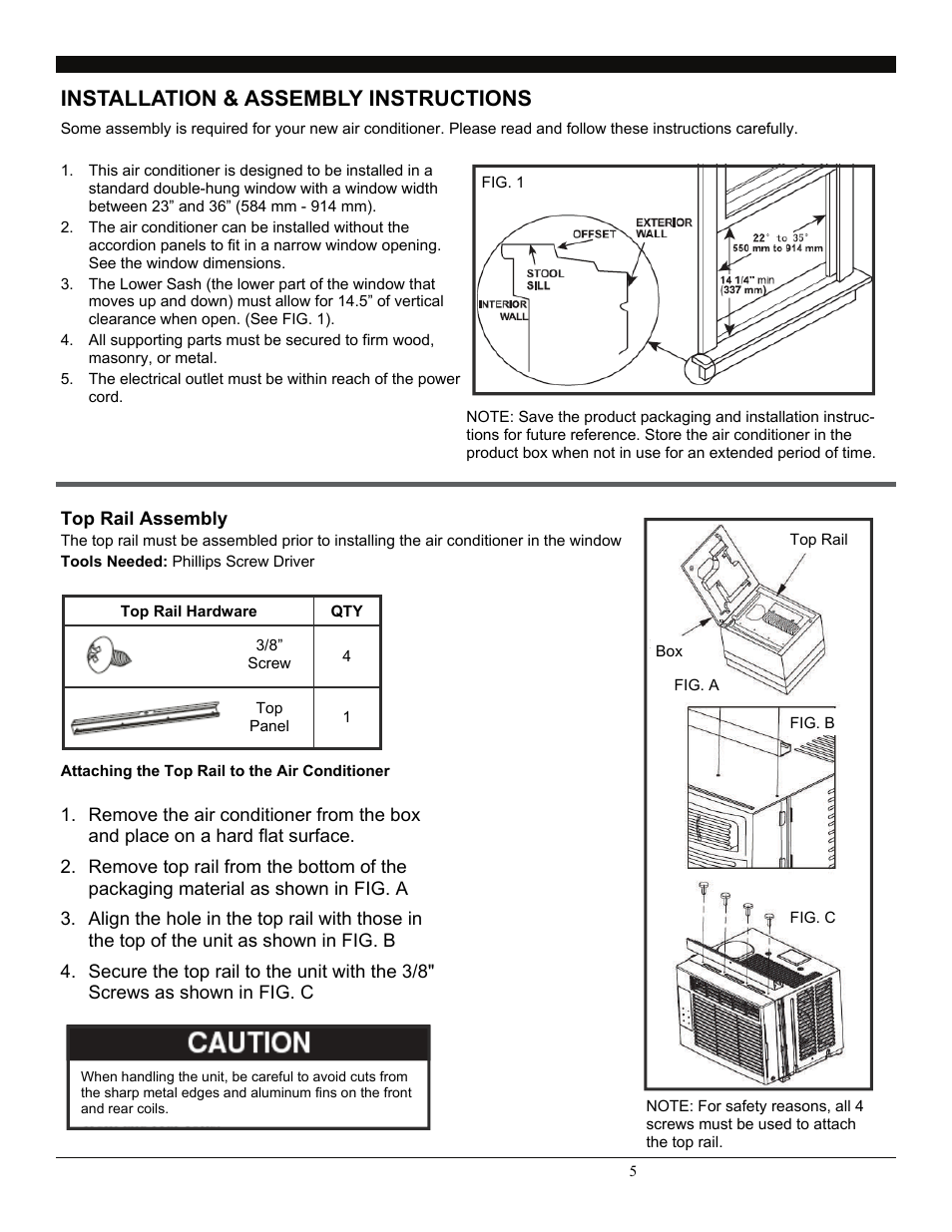 Installation & assembly instructions | SoleusAir SG-WAC-05SM User Manual | Page 5 / 12