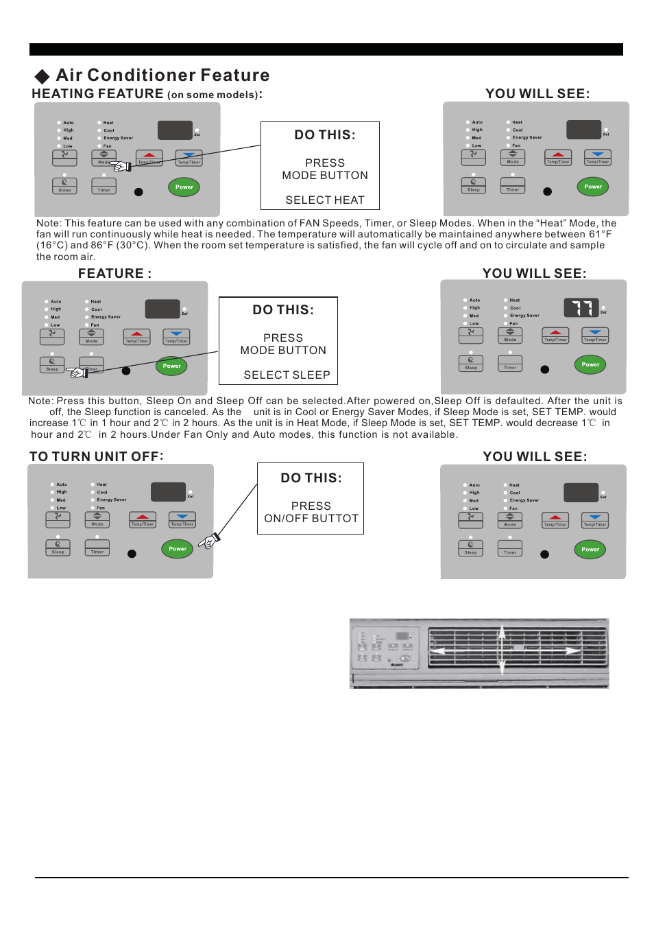 Air conditioner features(continued) | Soleus Air SG-TTW-10HC User Manual | Page 13 / 18