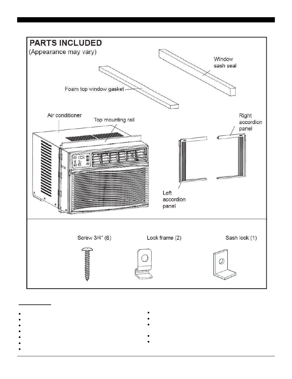 Packing list | Soleus Air Electronic Window Air Conditioner SG-WAC-12ESE-C User Manual | Page 4 / 17
