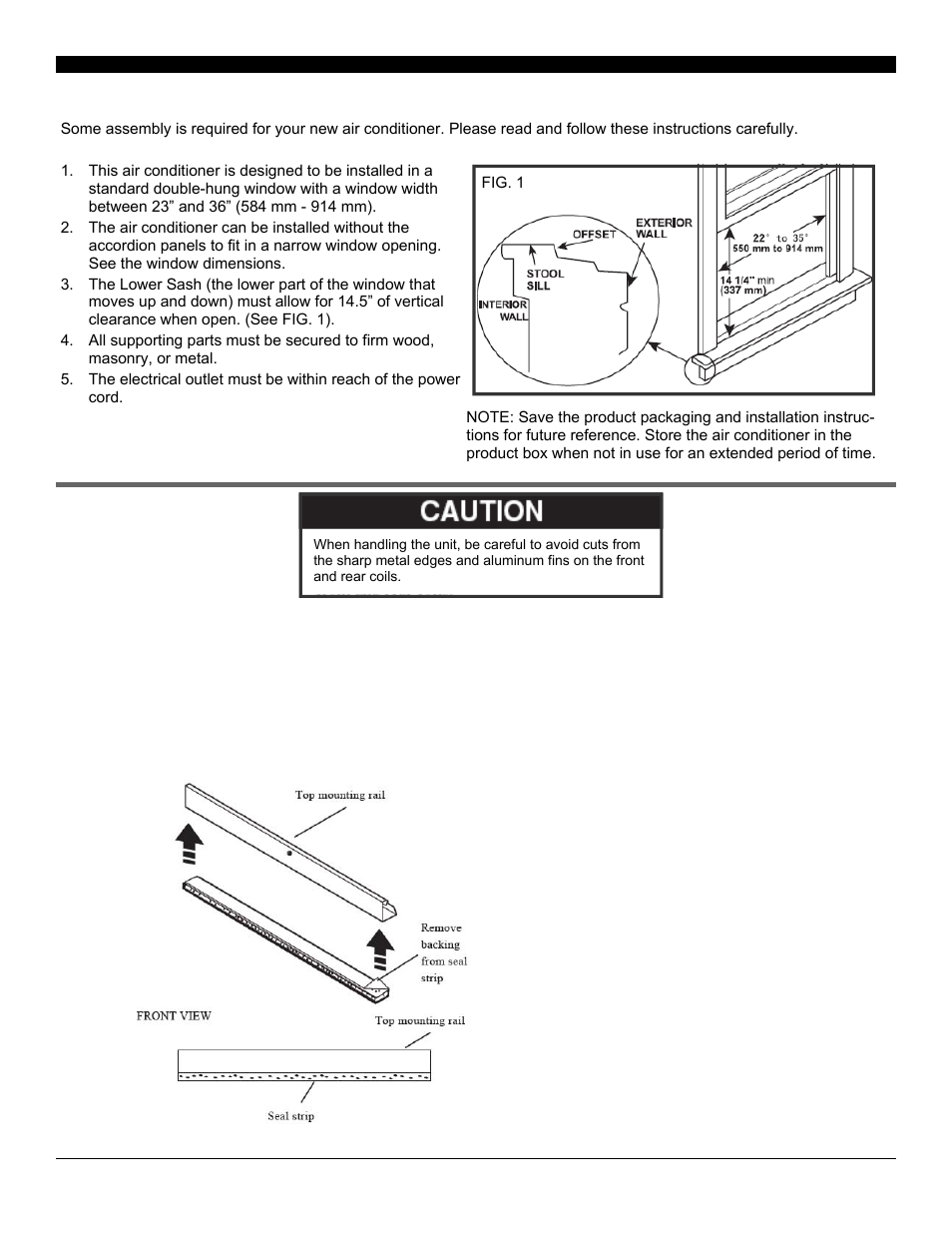 Installation & assembly instructions, Top rail installation | Soleus Air Electronic Window Air Conditioner SG-WAC-12ESE-C User Manual | Page 6 / 17