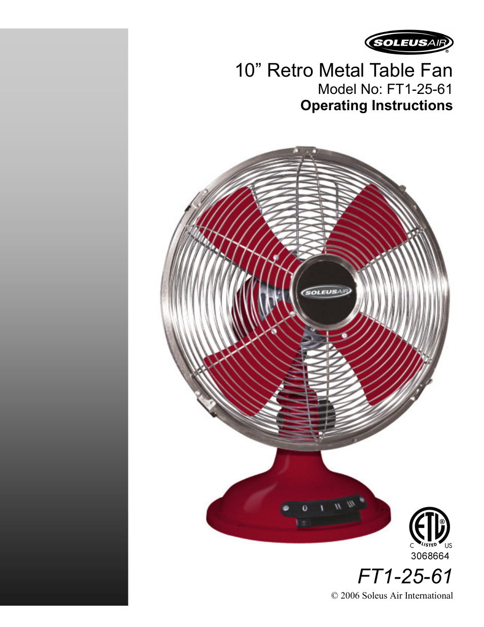 Soleus Air FT1-25-61 User Manual | 8 pages