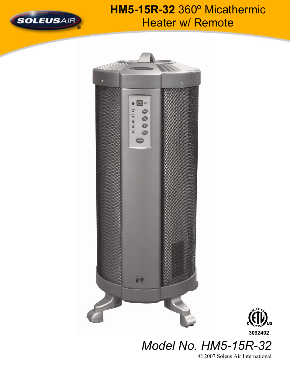 Soleus Air HM5-15R-32 User Manual | 10 pages