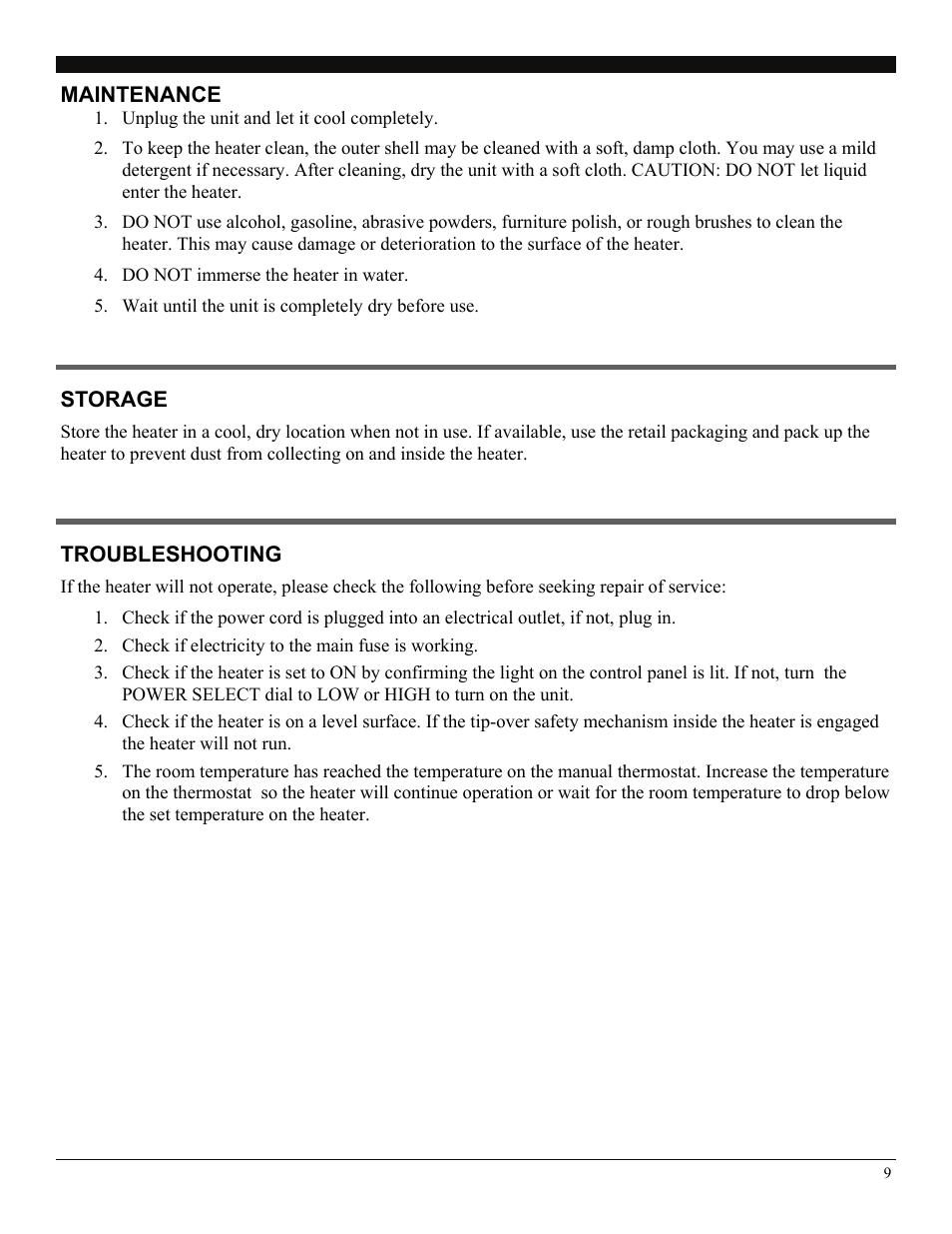 Storage, Troubleshooting | Soleus Air HM2-15R-32 User Manual | Page 9 / 10