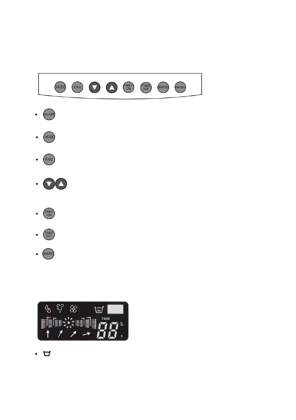 Mode button, Water full icon, Operating instructions | Soleus Air CFM-65 User Manual | Page 6 / 11