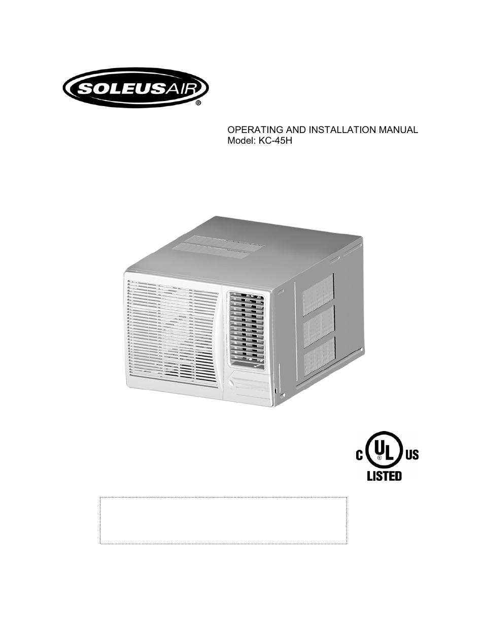 Soleus Air KC-45H User Manual | 20 pages