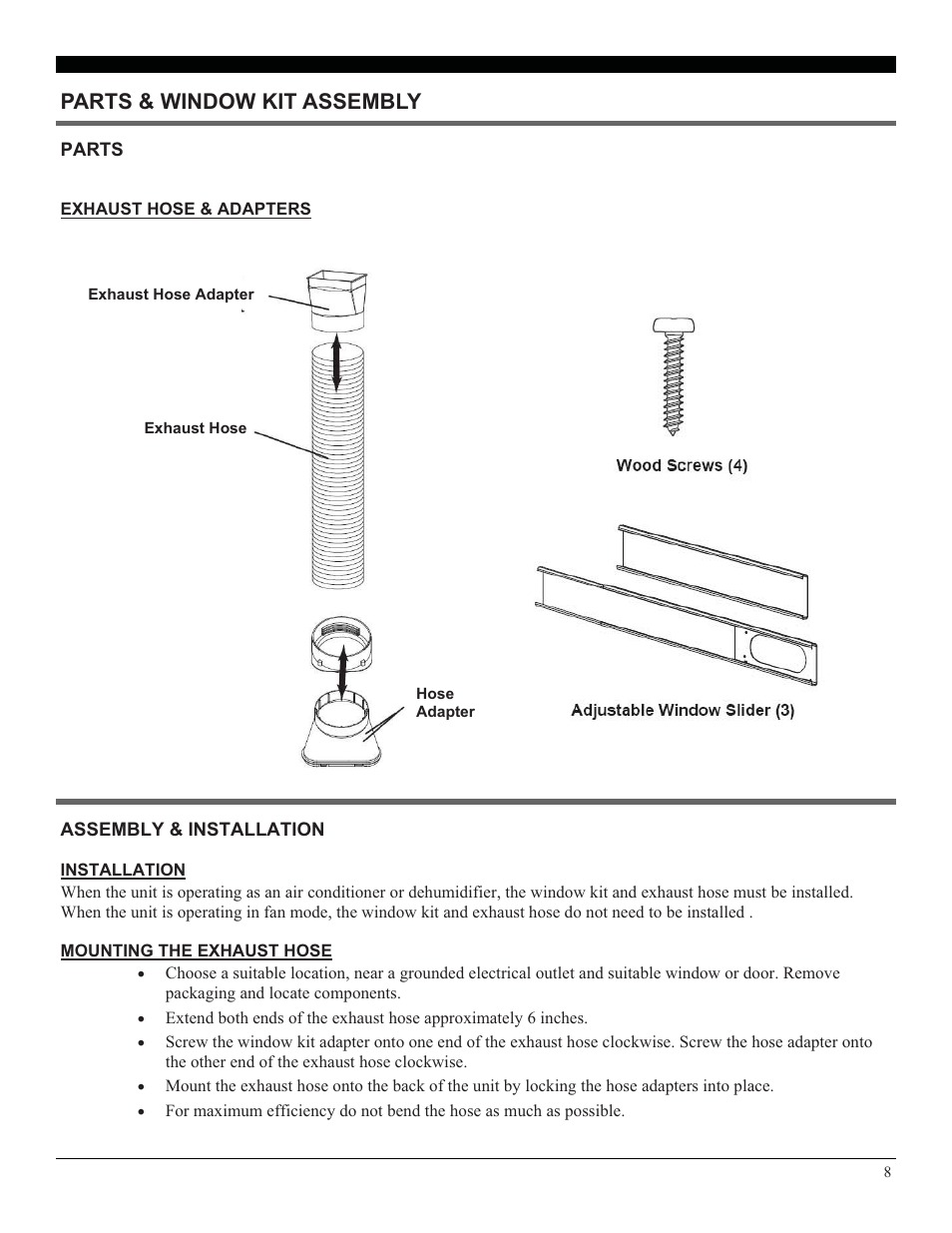 Parts & window kit assembly | Soleus Air 10 User Manual | Page 8 / 18