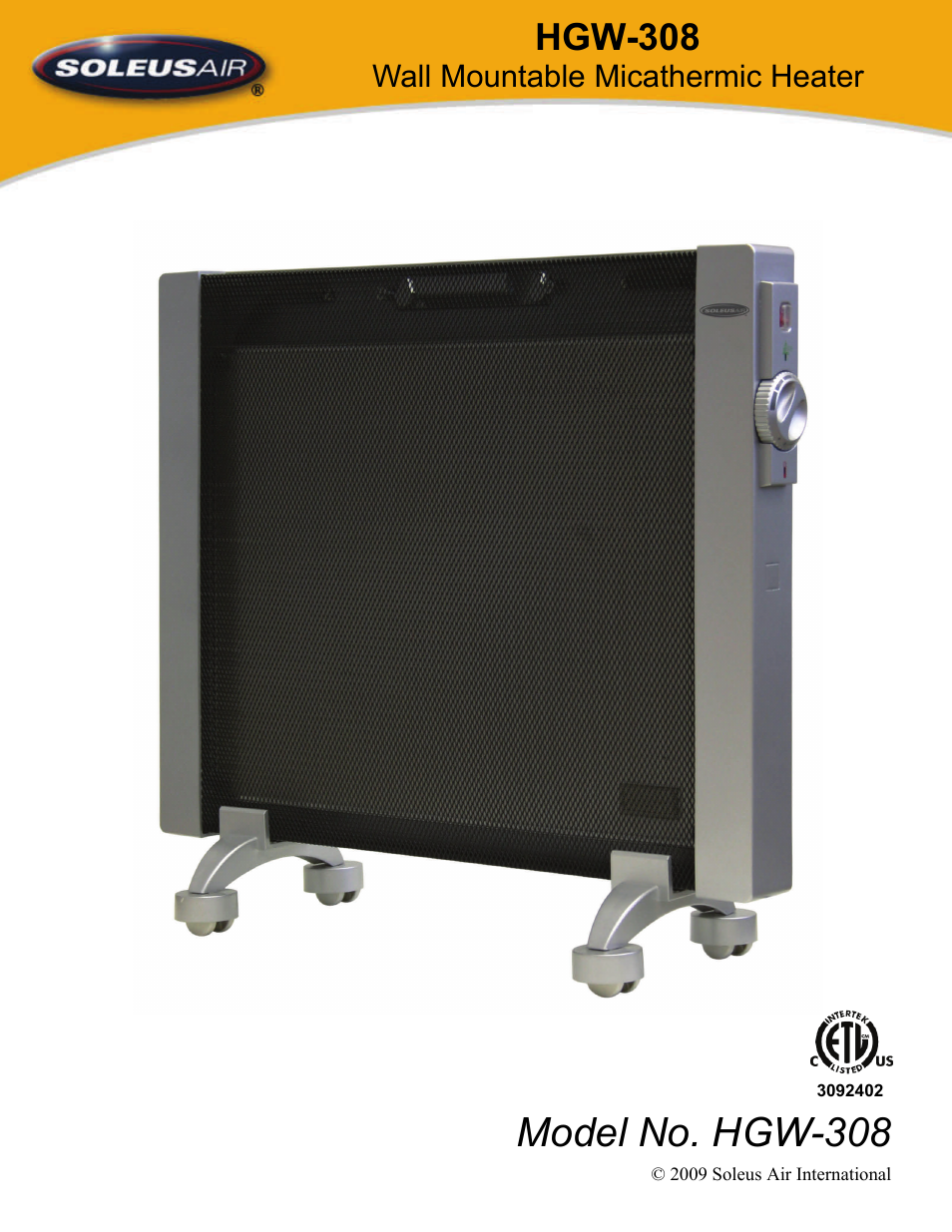 Soleus Air HGW-308 User Manual | 11 pages