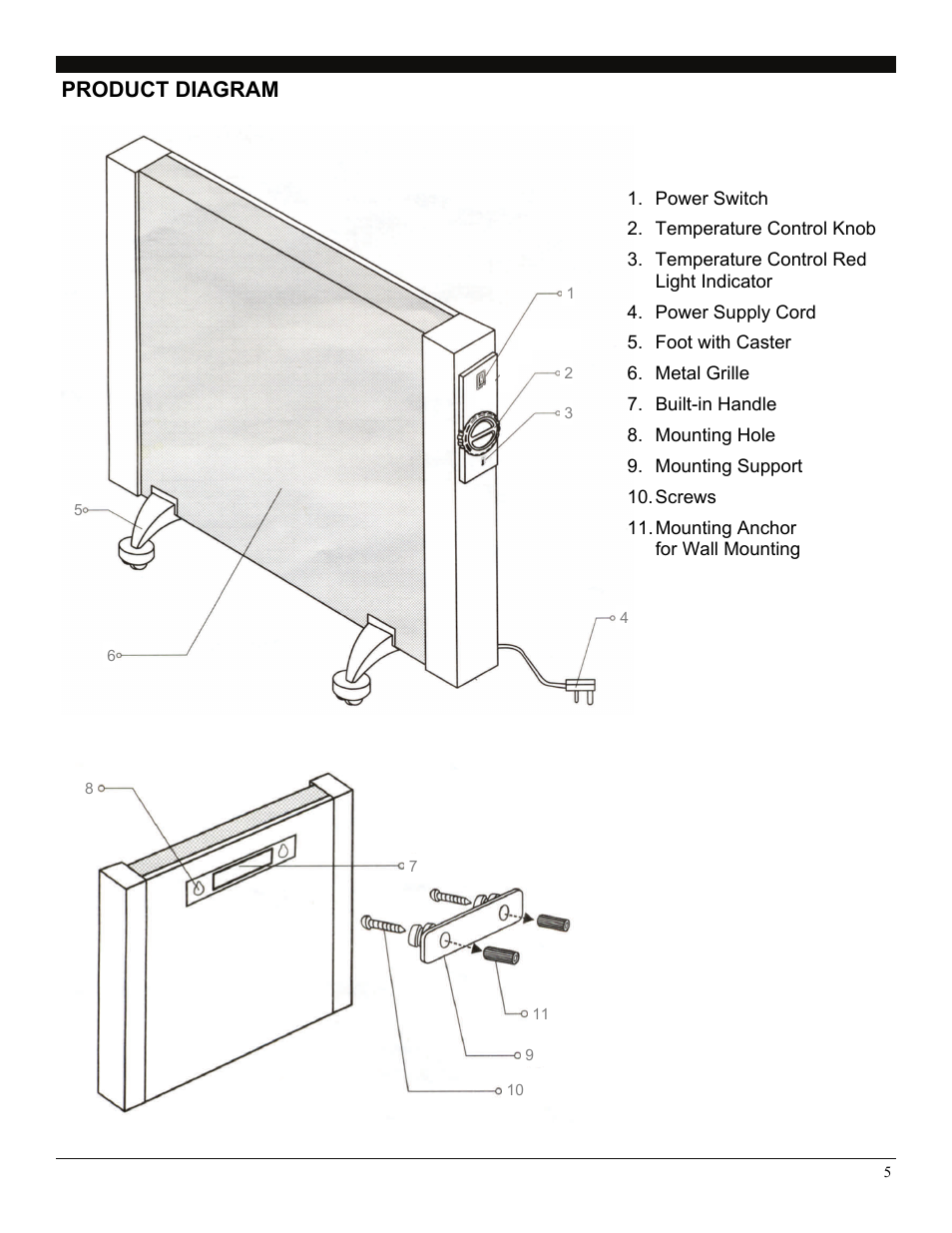 Product diagram | Soleus Air HGW-308 User Manual | Page 5 / 11