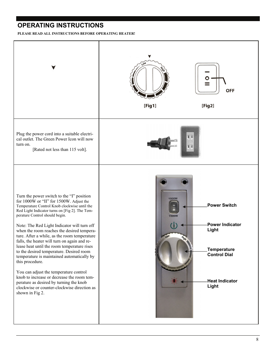 Operating instructions | Soleus Air HGW-308 User Manual | Page 8 / 11