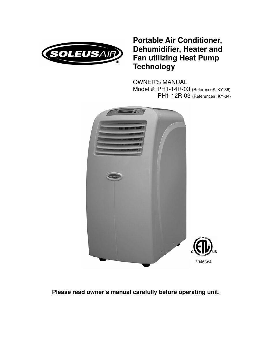 Soleus Air PH1-12R-03 User Manual | 19 pages