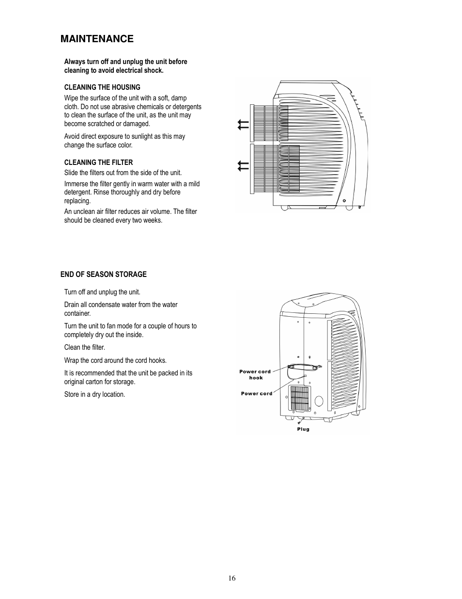 Maintenance | Soleus Air PH1-12R-03 User Manual | Page 16 / 19