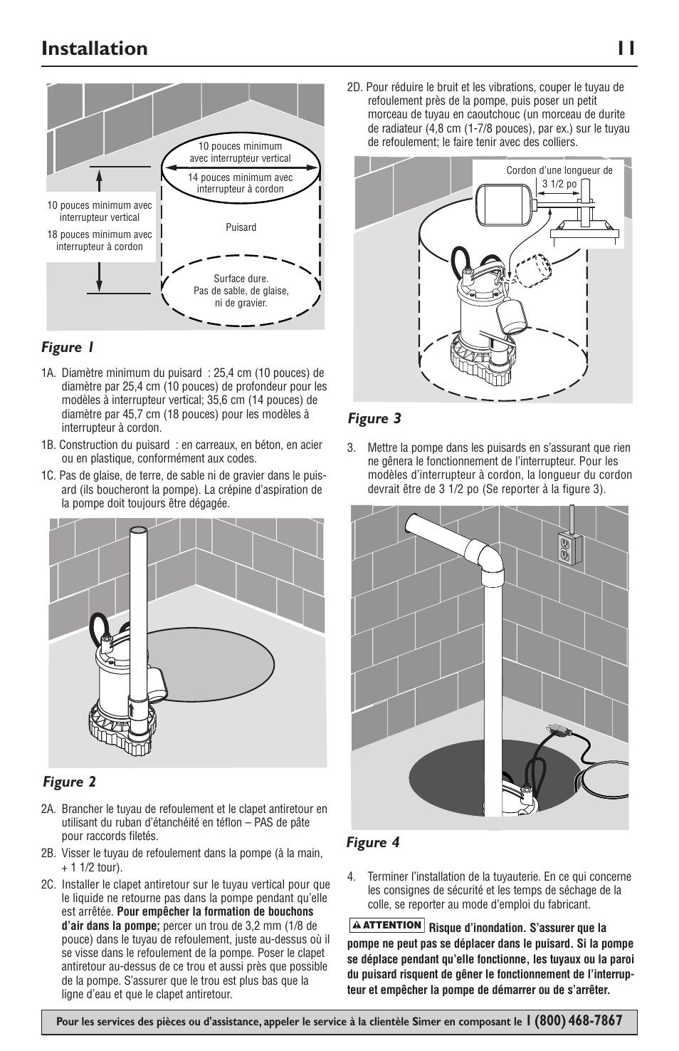 Installation 11, Figure 1 figure 2 figure 4 figure 3 | Simer Pumps SIMER 3985 User Manual | Page 11 / 28