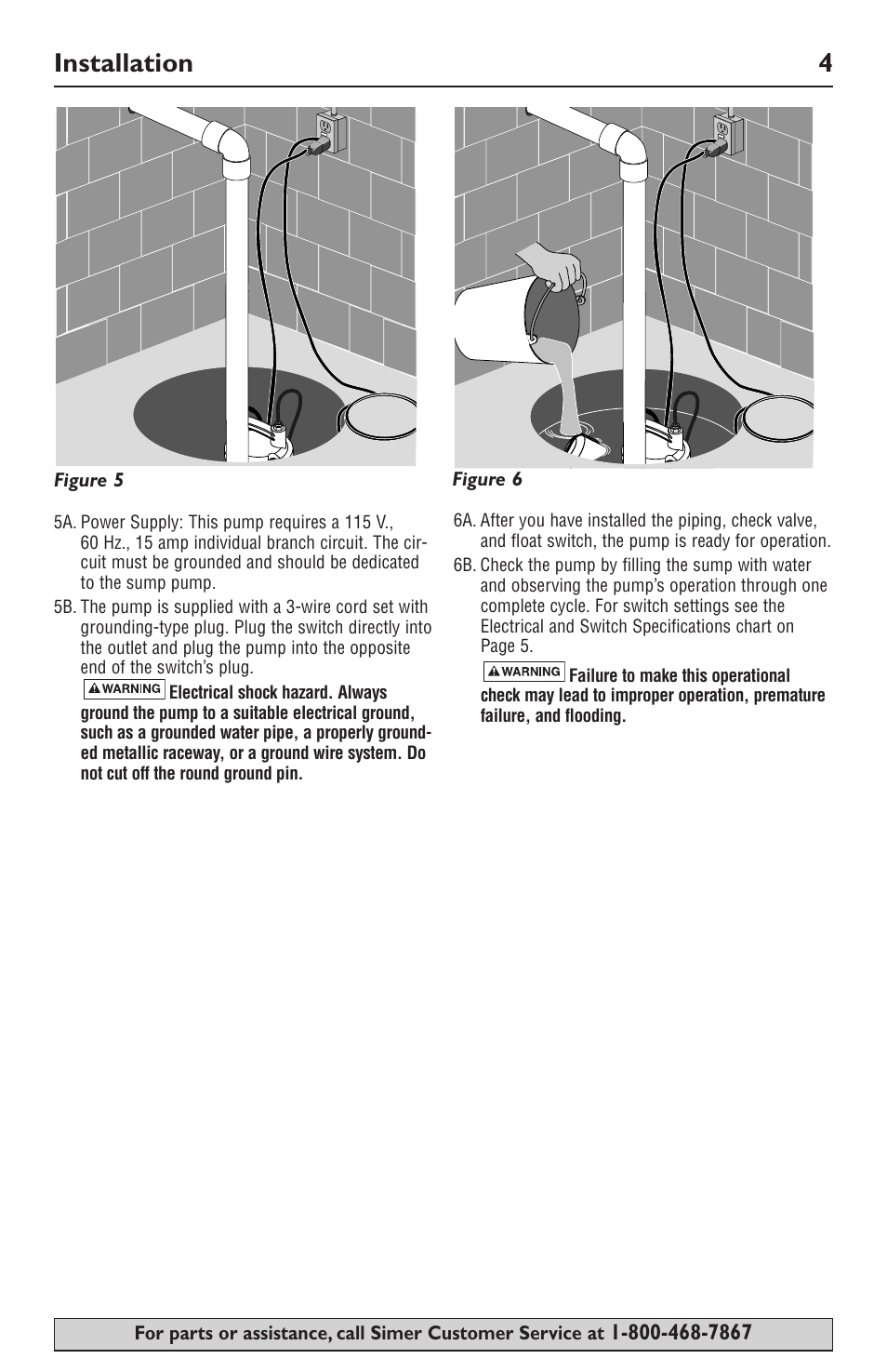 Installation 4 | Simer Pumps SIMER 3985 User Manual | Page 4 / 28