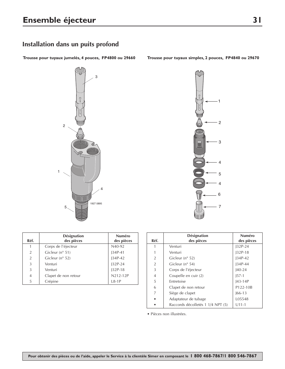 Ensemble éjecteur 31, Installation dans un puits profond | Simer Pumps 3307P User Manual | Page 31 / 47