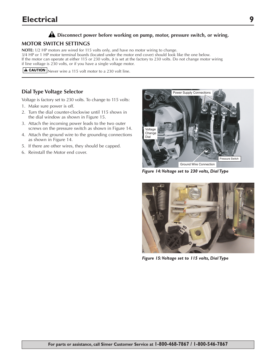 Electrical 9 | Simer Pumps 3307P User Manual | Page 9 / 47