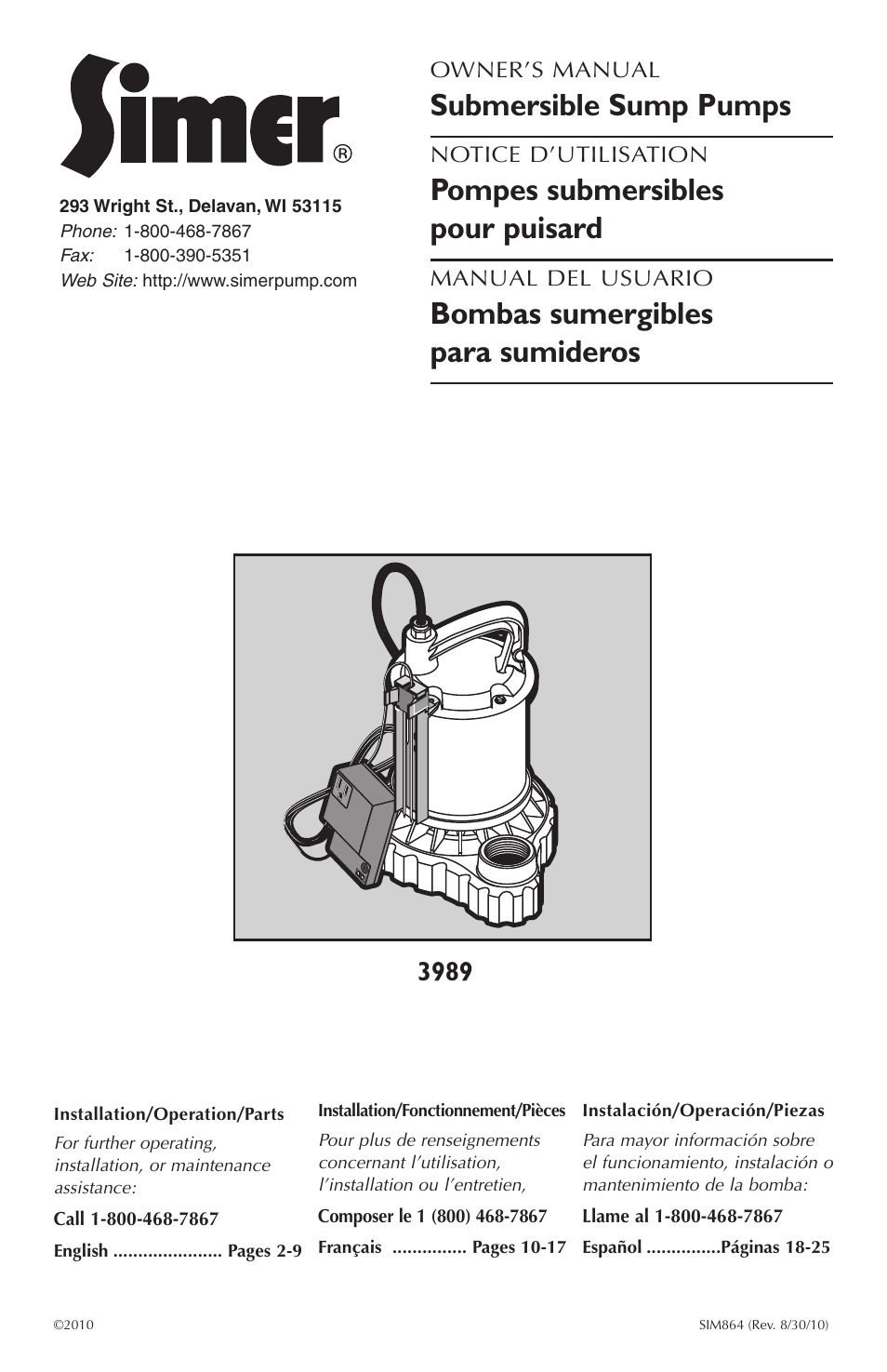 Simer Pumps 3989 User Manual | 28 pages