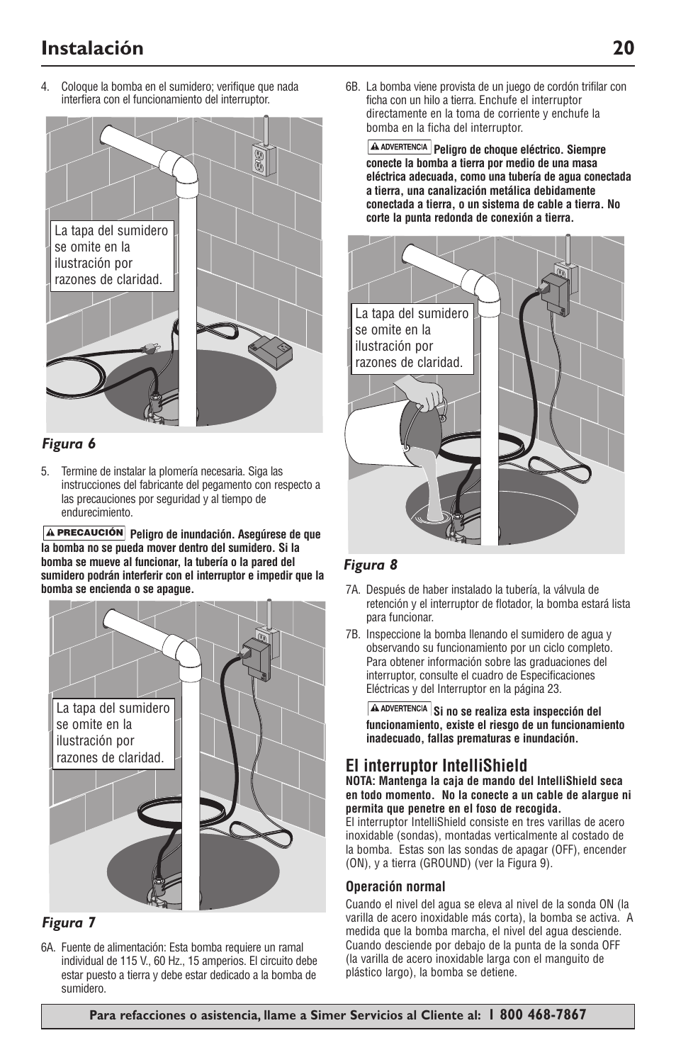 Instalación 20, El interruptor intellishield | Simer Pumps 3989 User Manual | Page 20 / 28