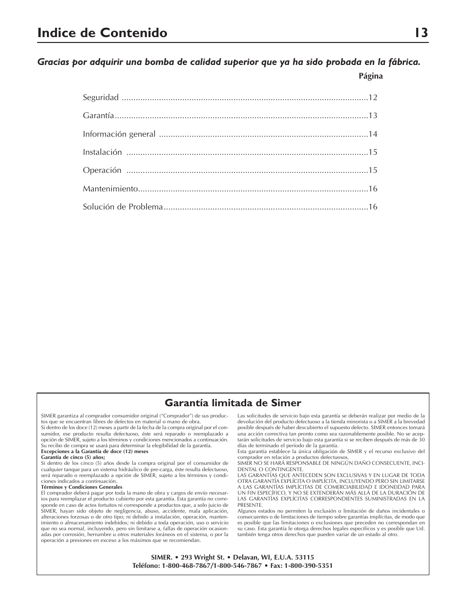 Simer Pumps 2430 User Manual | Page 13 / 16