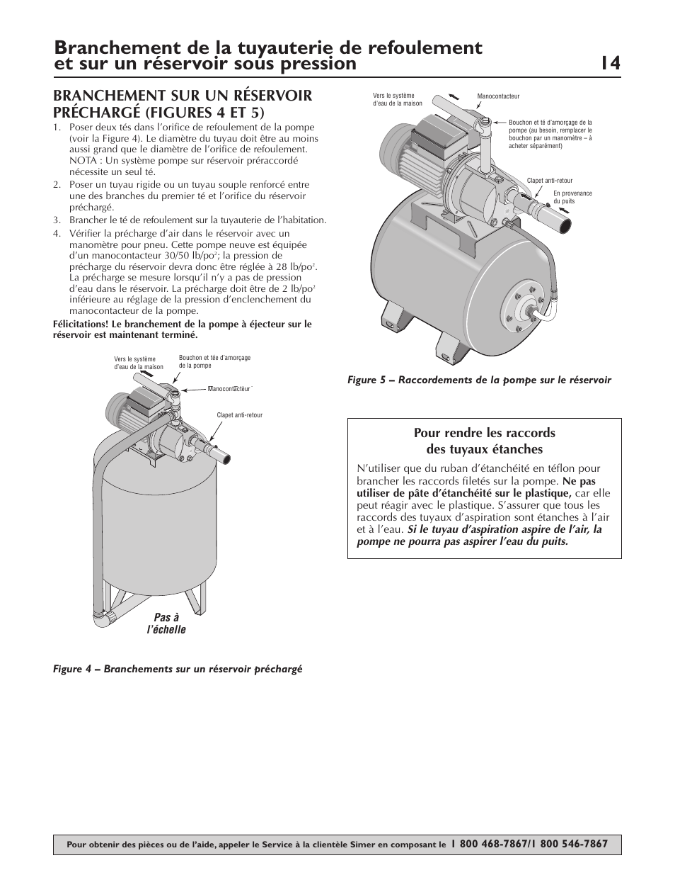 Pour rendre les raccords des tuyaux étanches, Not to scale | Simer Pumps 2803 User Manual | Page 14 / 28