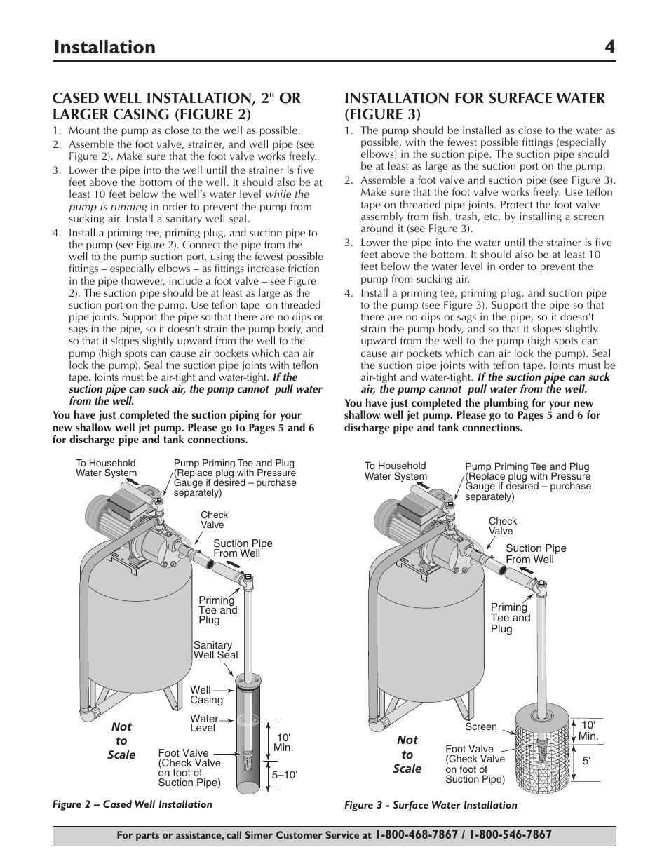 Installation 4, Installation for surface water (figure 3) | Simer Pumps 2803 User Manual | Page 4 / 28