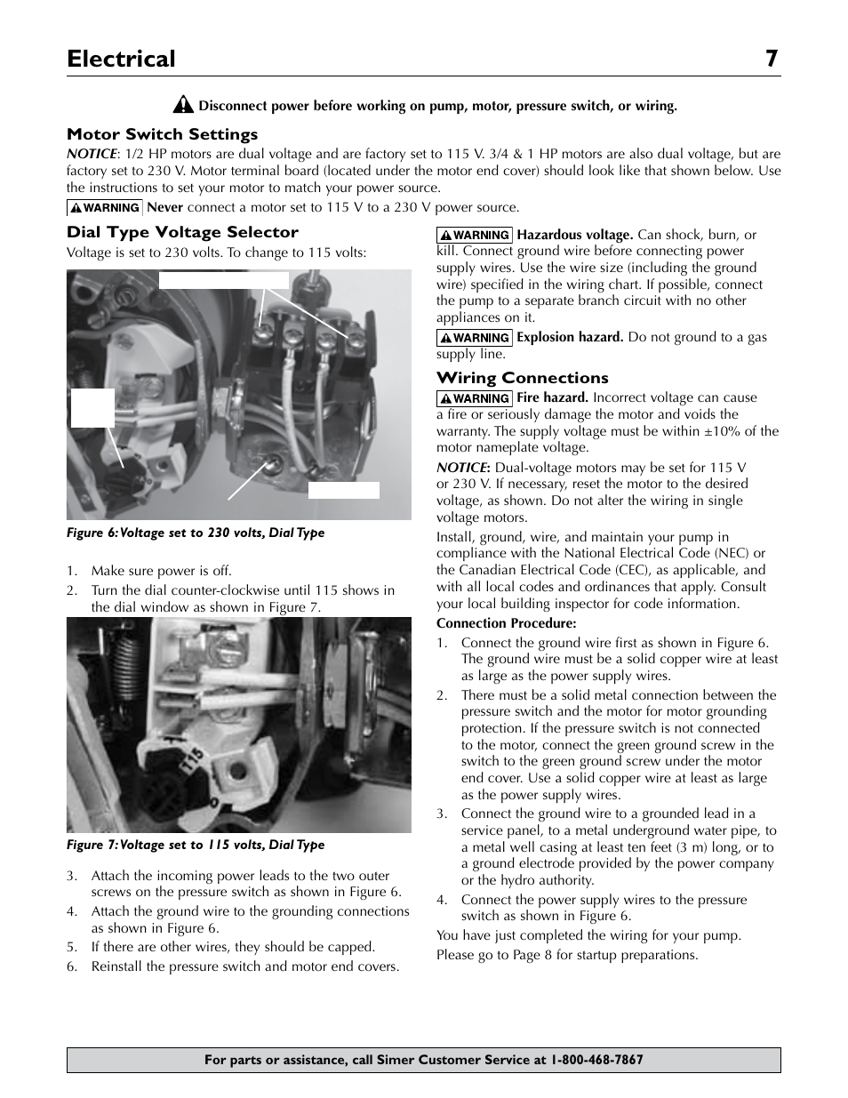 Electrical 7 | Simer Pumps 2.81E+01 User Manual | Page 7 / 28