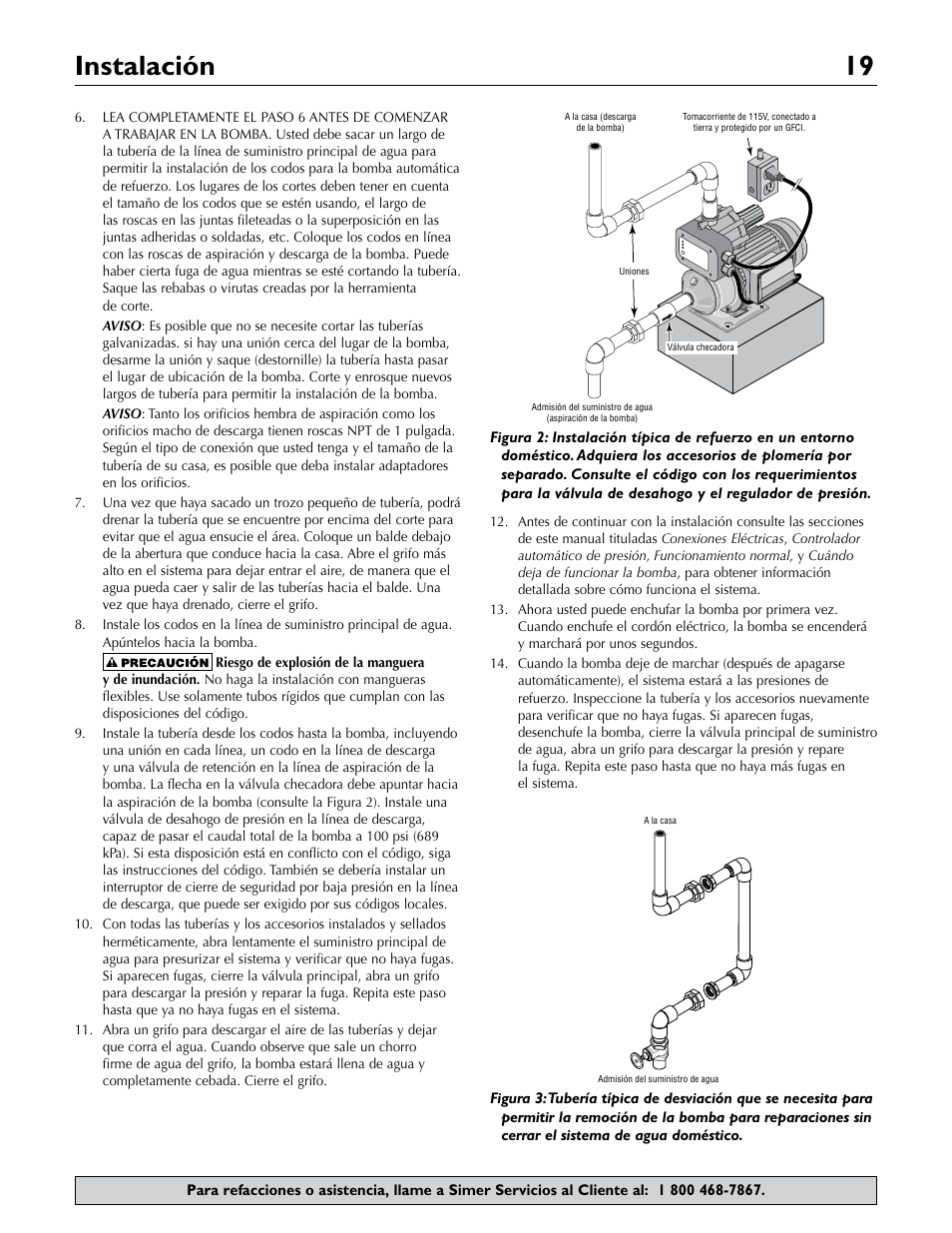 Instalación 19 | Simer Pumps 3075SS-01 User Manual | Page 19 / 24