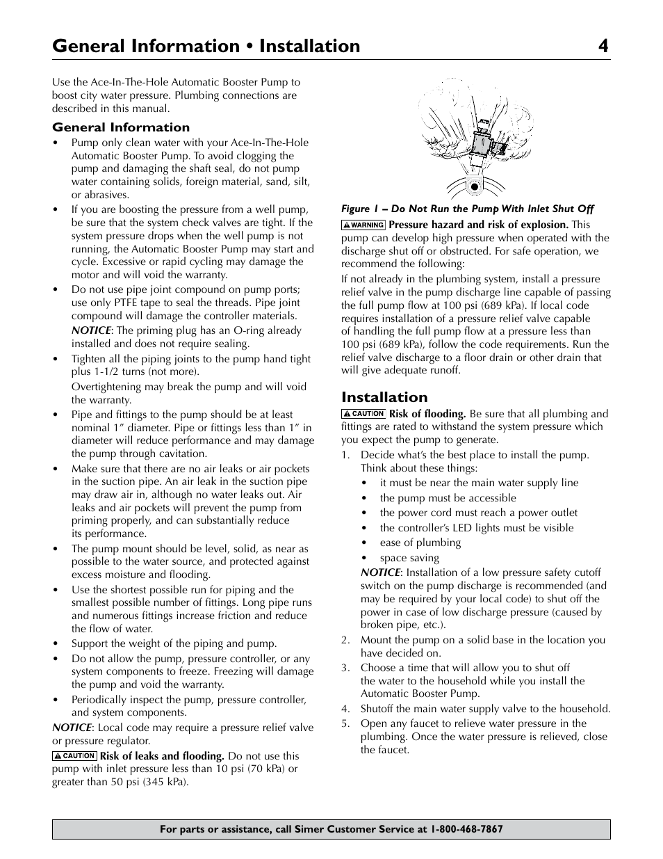 General information • installation 4, Installation | Simer Pumps 3075SS-01 User Manual | Page 4 / 24