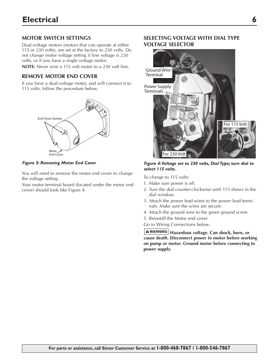 Electrical 6 | Simer Pumps 3415P User Manual | Page 6 / 28