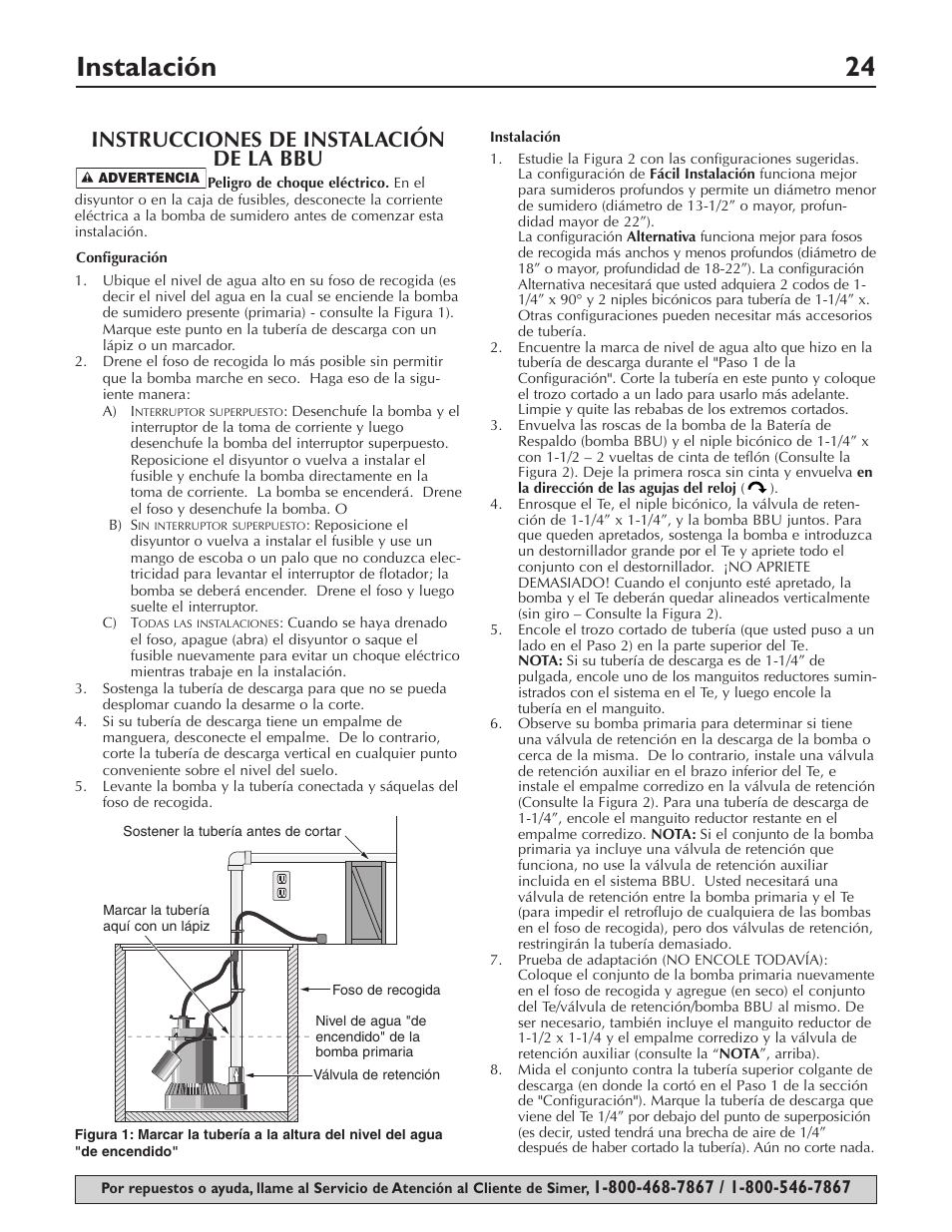 Instalación 24, Instrucciones de instalación de la bbu | Simer Pumps Battery Backup System A5000-04 User Manual | Page 24 / 32