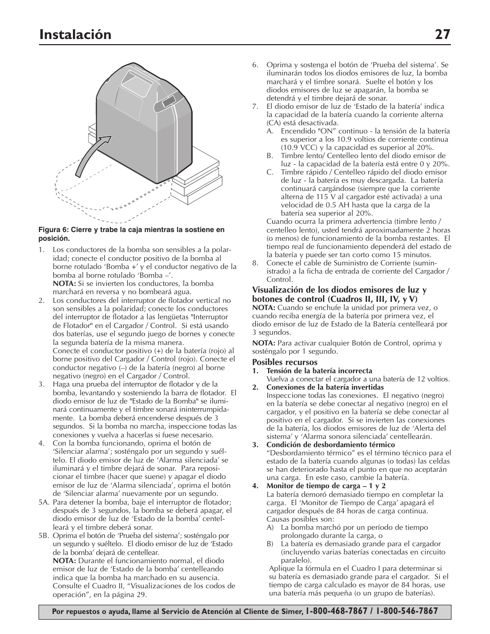 Instalación 27 | Simer Pumps Battery Backup System A5000-04 User Manual | Page 27 / 32