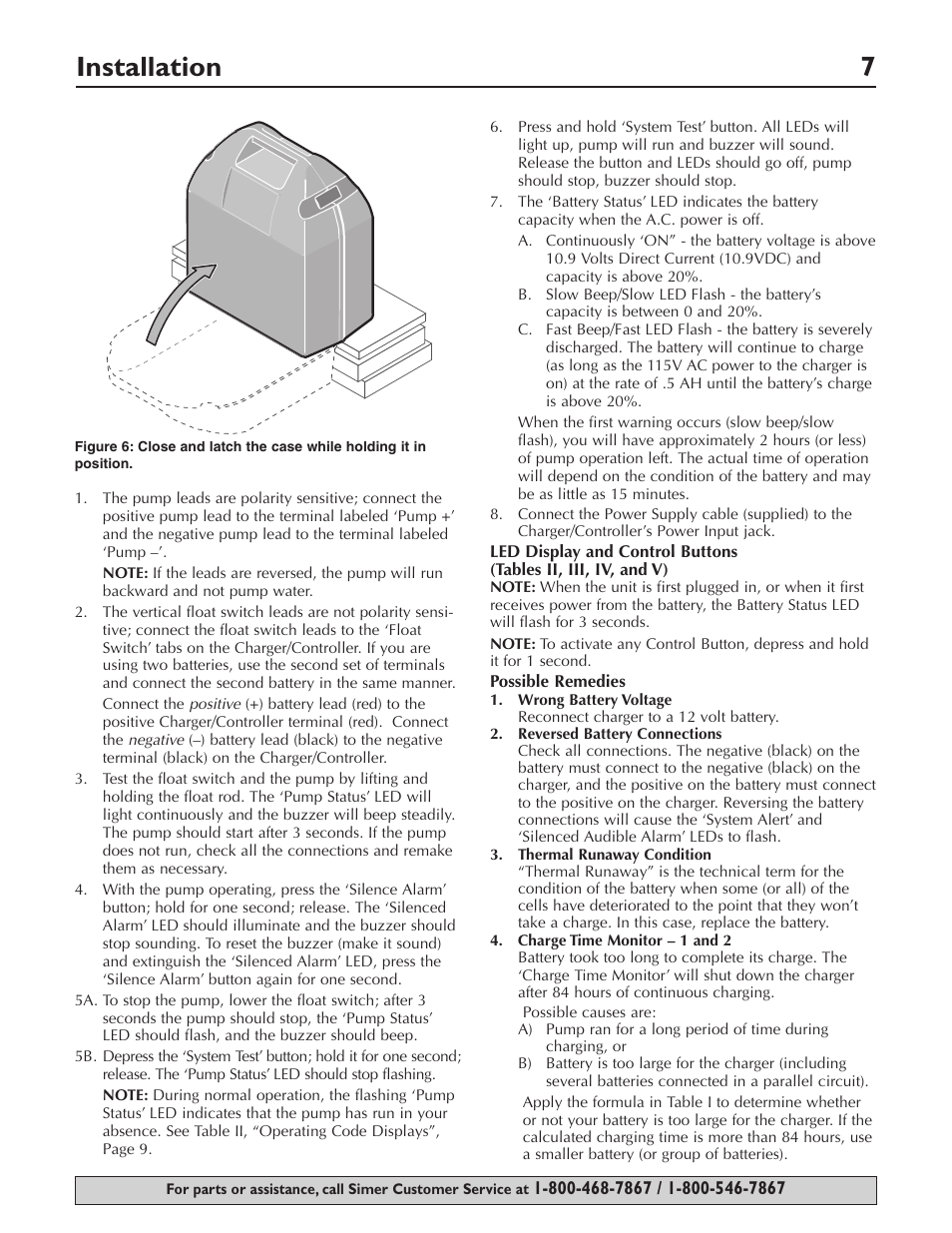 Installation 7 | Simer Pumps Battery Backup System A5000-04 User Manual | Page 7 / 32