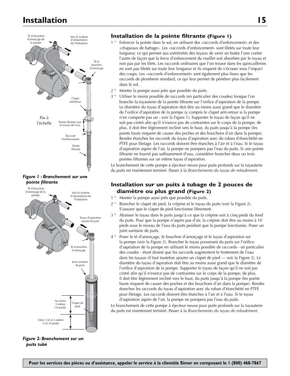 Installation 15, Installation de la pointe filtrante | Simer Pumps 2806E User Manual | Page 15 / 32