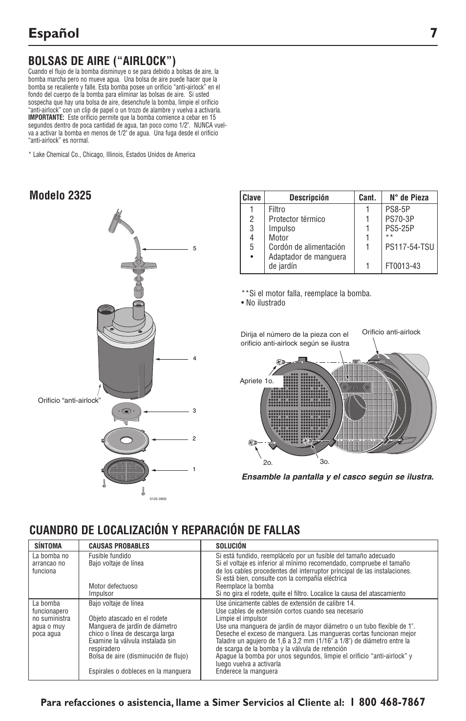 Español 7 | Simer Pumps 2325 User Manual | Page 7 / 8