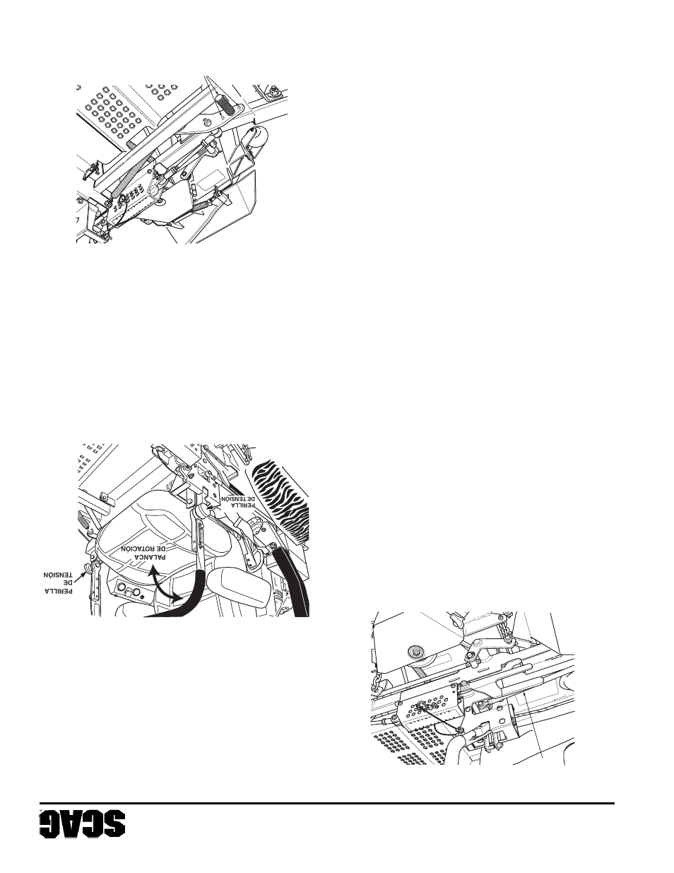 Sección 4 19, 14remolque (accesorio de enganche opcional), 15ajuste de las palancas de dirección | 16ajuste del pedal de ajuste de altura | Scag Power Equipment STT User Manual | Page 107 / 129