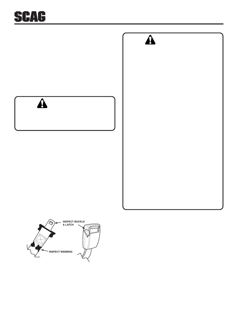 Warning | Scag Power Equipment STT User Manual | Page 12 / 129