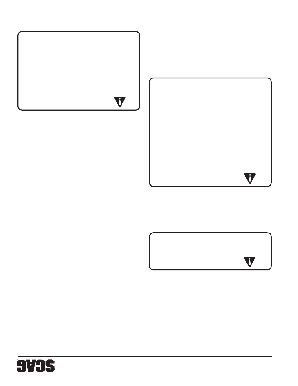 Adver tencia: adver tencia: adver tencia, Sección 2 | Scag Power Equipment STT User Manual | Page 121 / 129