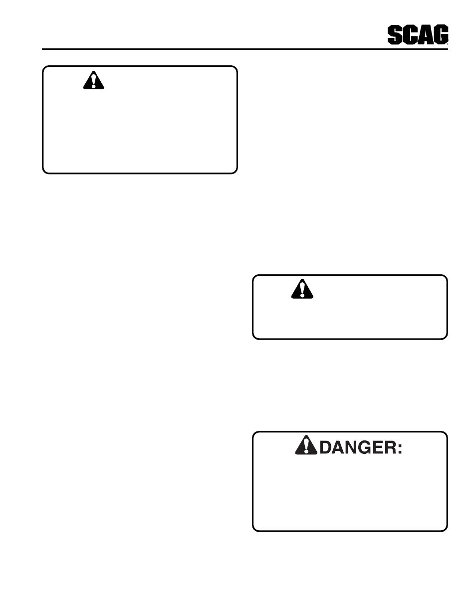 Caution, Warning | Scag Power Equipment STT User Manual | Page 21 / 129