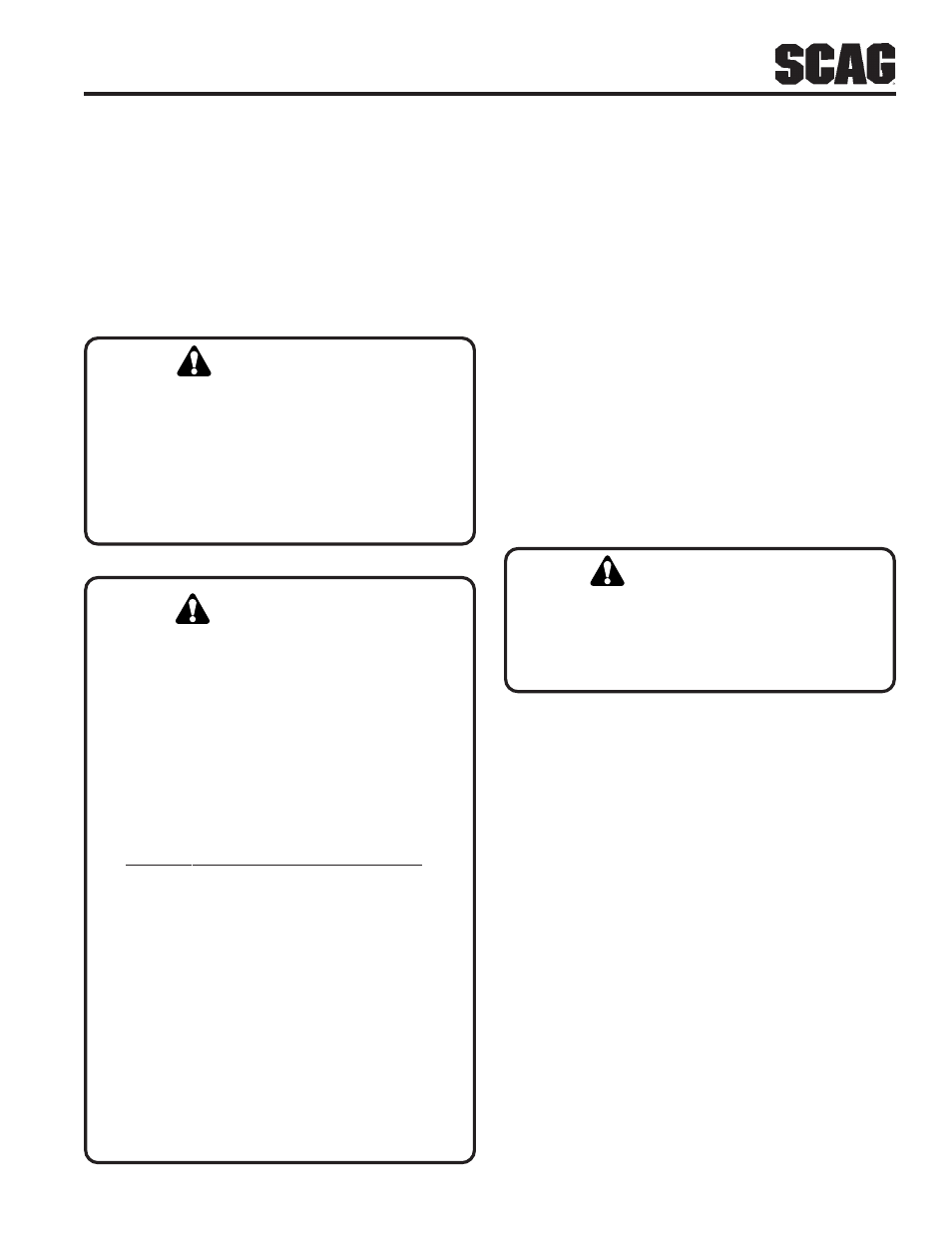 Warning | Scag Power Equipment STT User Manual | Page 39 / 129