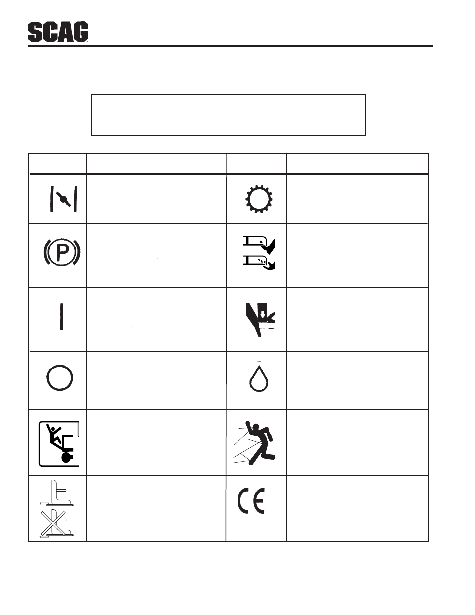 Warning, Symbols | Scag Power Equipment STT User Manual | Page 6 / 129