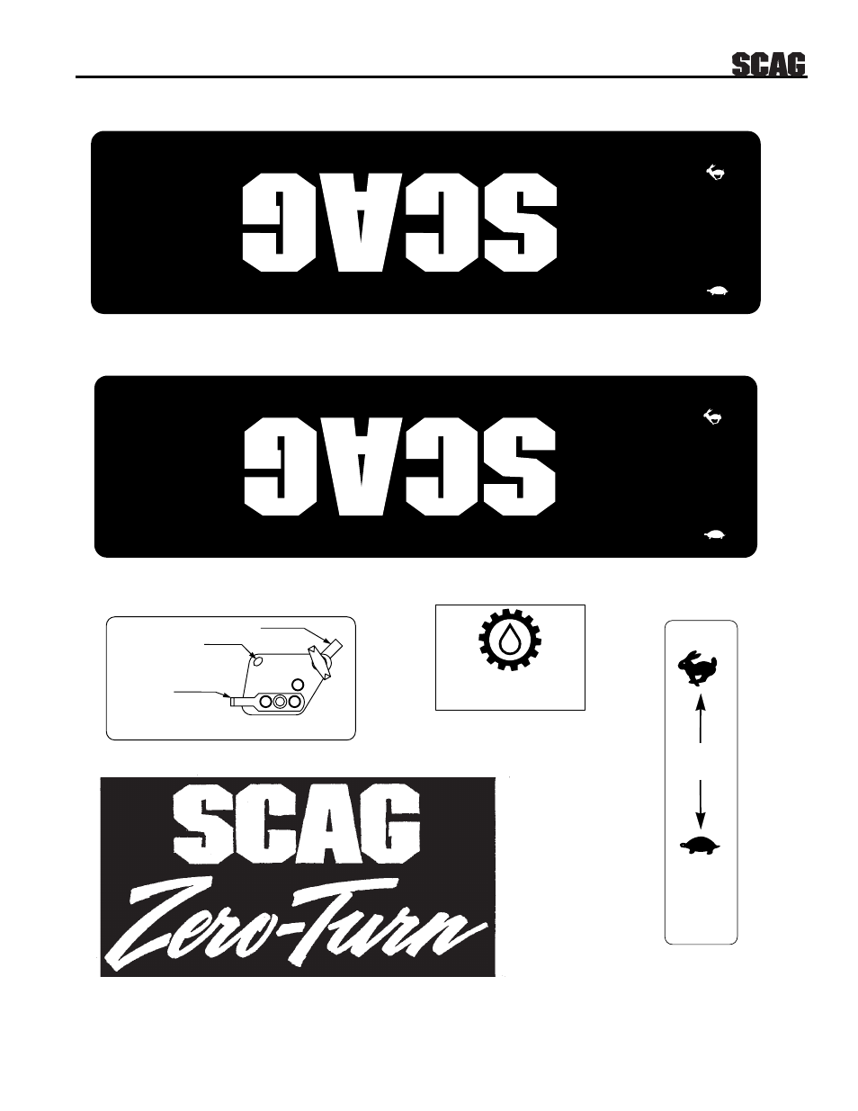 Replacement decals & information, Slow fast | Scag Power Equipment SWZ User Manual | Page 34 / 36