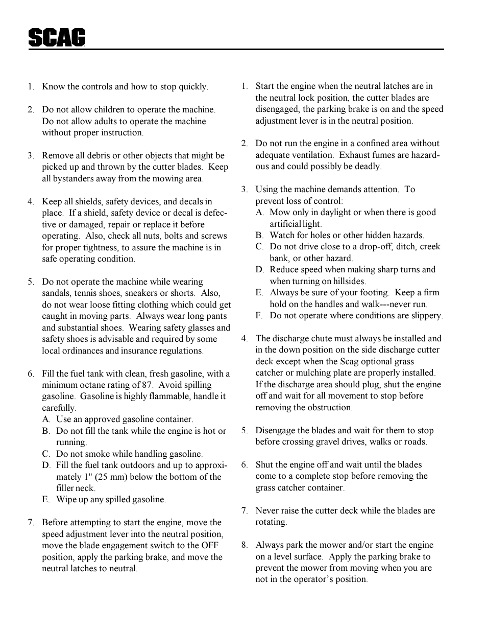 Scag Power Equipment SWZ User Manual | Page 4 / 36