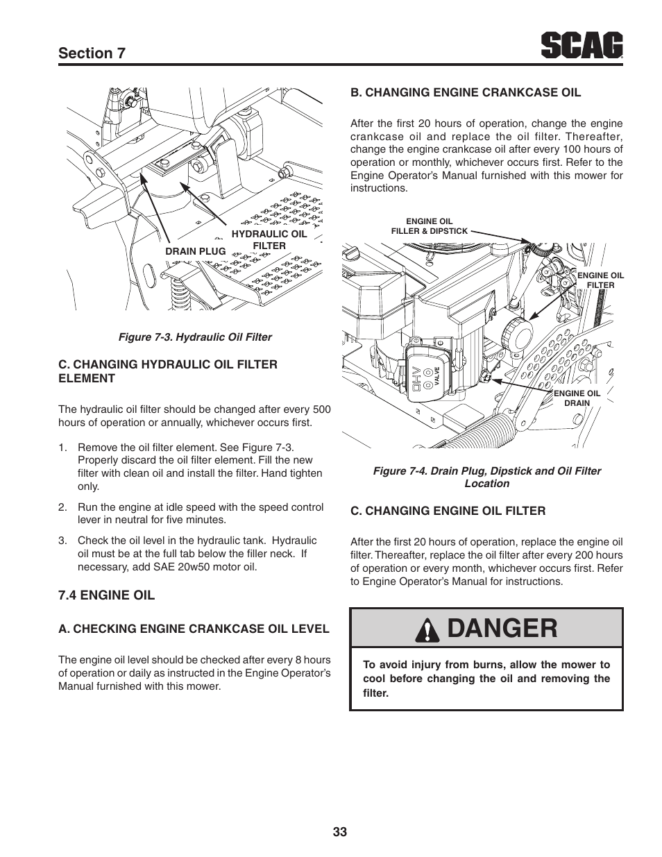 Danger | Scag Power Equipment V-RIDE SVR52V-26FX User Manual | Page 37 / 63