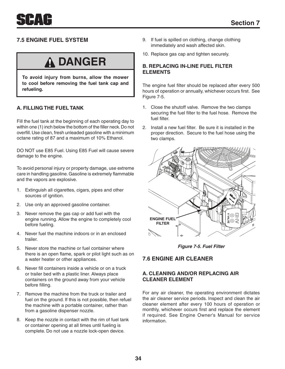 Danger | Scag Power Equipment V-RIDE SVR52V-26FX User Manual | Page 38 / 63