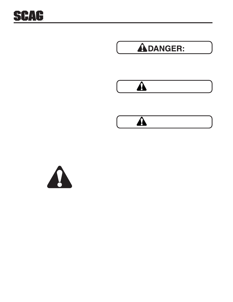 Warning, Caution, Safety information | Scag Power Equipment STR User Manual | Page 8 / 84