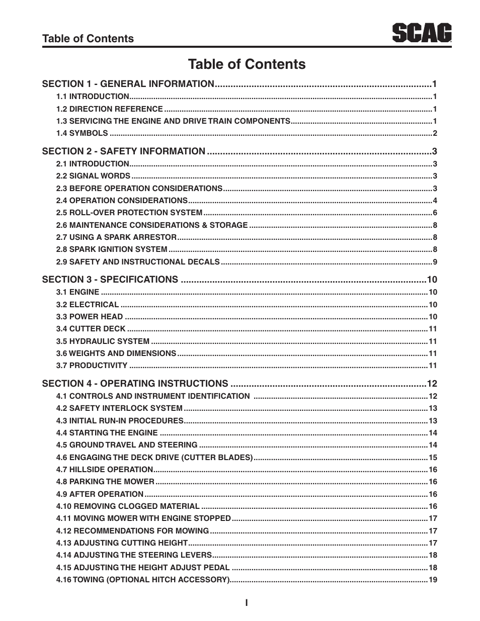 Scag Power Equipment TURF TIGER STT52V-25CH-LP User Manual | Page 3 / 76