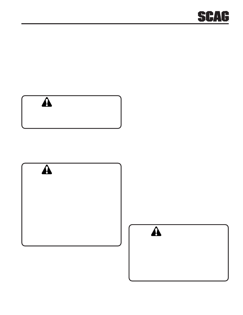 Warning | Scag Power Equipment STC61V-23BV User Manual | Page 9 / 110