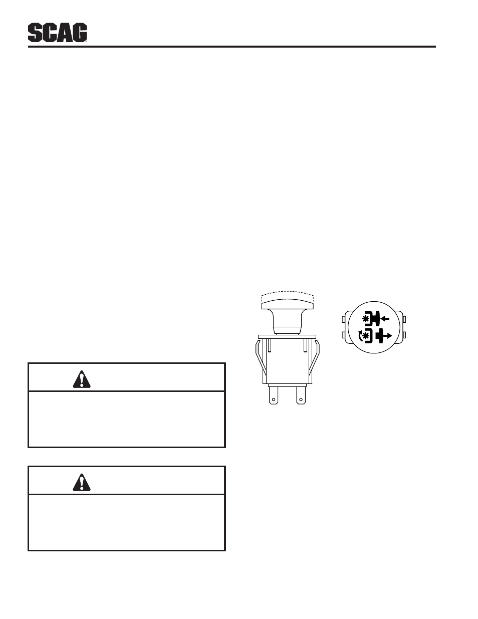 6 engaging the deck drive (cutter blades), Caution | Scag Power Equipment WALK-BEHIND SWZ48V-17KAI User Manual | Page 16 / 92