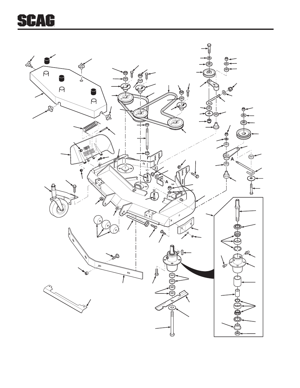 61v cutter deck | Scag Power Equipment WALK-BEHIND SWZ48V-17KAI User Manual | Page 42 / 92